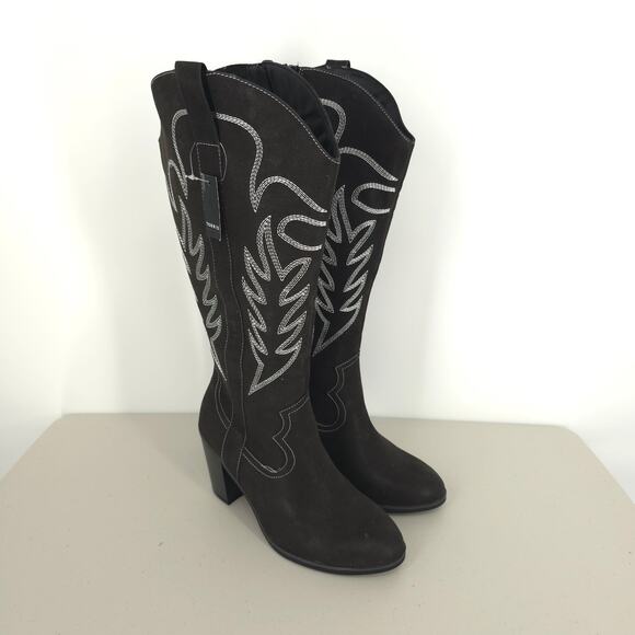 Torrid Tall Shaft Heeled Western Boot Black Size 9 WW NWT - Picture 2 of 14
